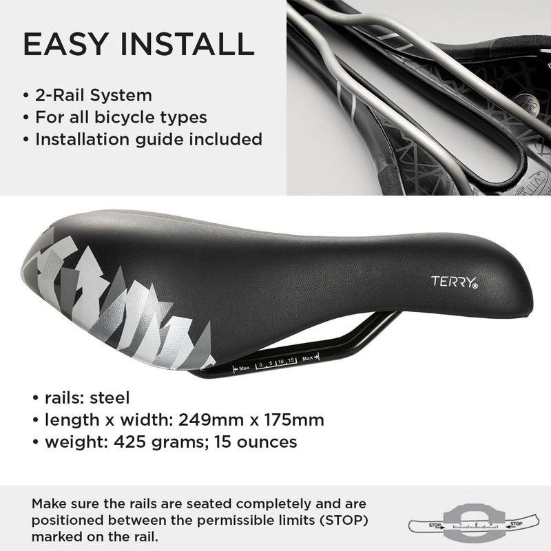Terry Cite X Bike Women's Saddle - Designed/Contoured for Recreational Riders - Comfortable and Shock Absorbing - Skyline, - Image 5